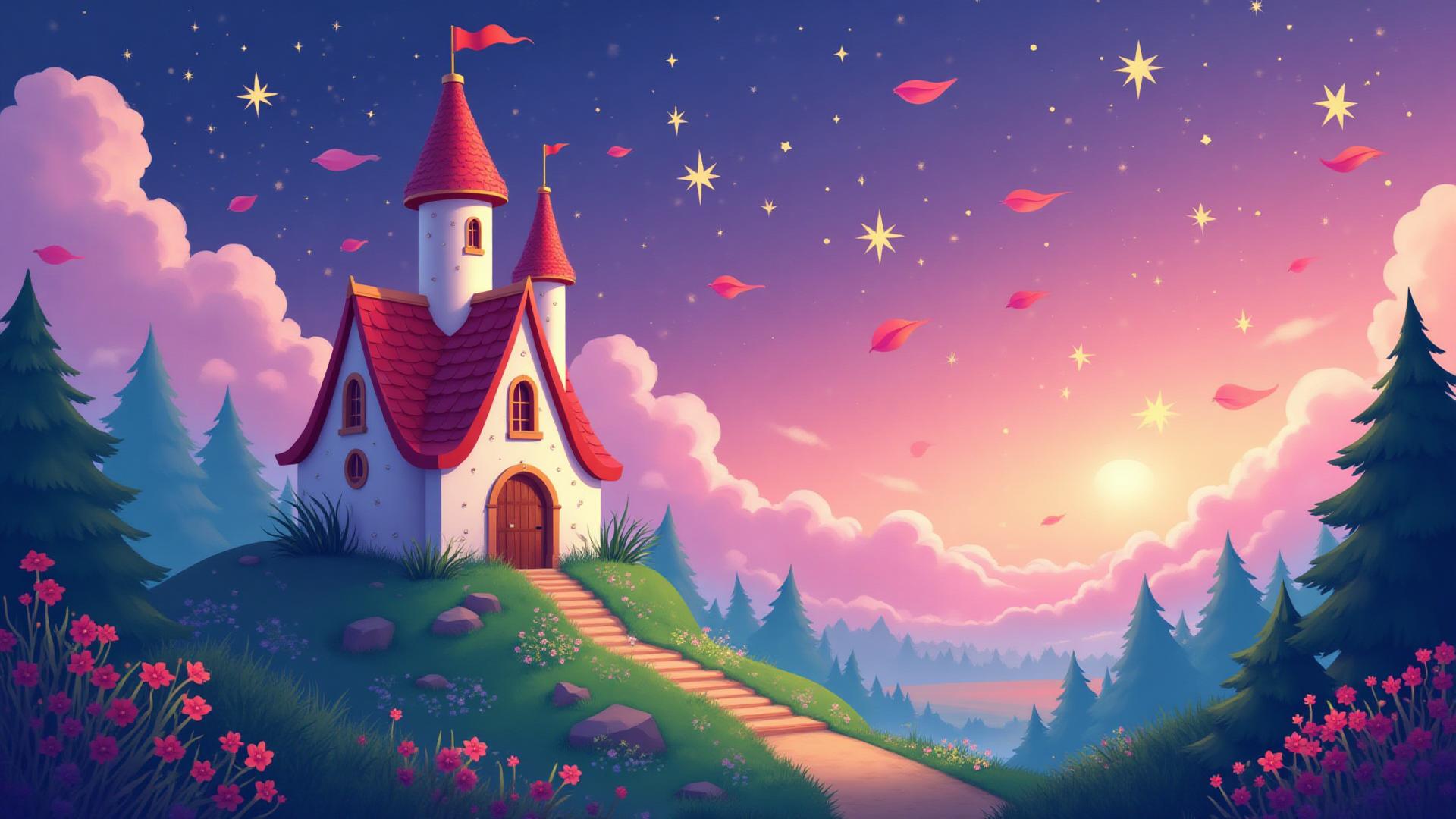 Magical castle with storybooks